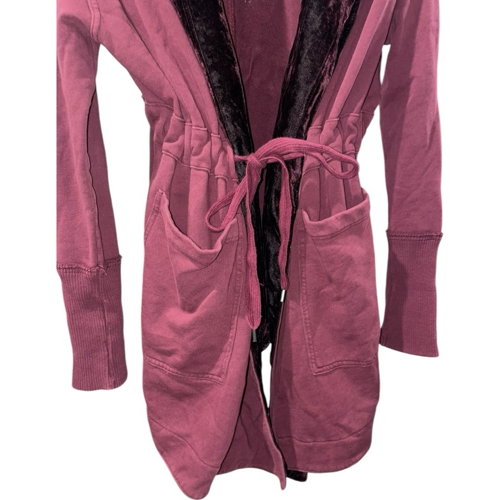 Free People Westwood Hooded Long Cardigan Velvet Trim Size Small - Picture 8 of 11